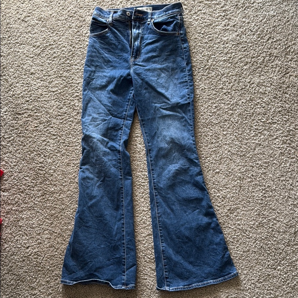 Abercrombie Blue Flare Wide Leg Jeans